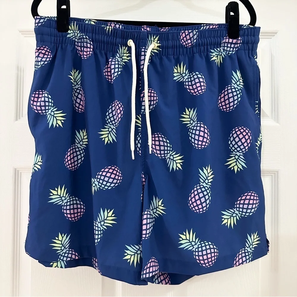 Wave Zone Pineapple Print Swim Trunks Swimsuit Blue sz Large